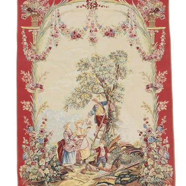 Tapestry, Beauvais Style "Cherry Pickers" 81.5" X 57", "Le Temps des Cerises"!