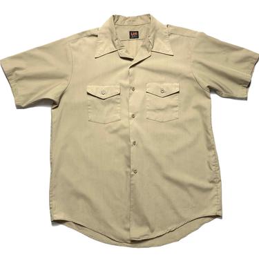 Vintage 1960s/1970s LEE Work Shirt ~ L ~ Work Wear ~ Made in USA ~ Short Sleeve ~ Cotton Poplin 
