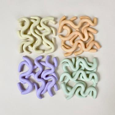 Coasters Clay Pastel Squiggle, Set of 4 Coasters, Home Decor Gift, Modern Contemporary Aesthetic, Black-Owned Business wiggly 