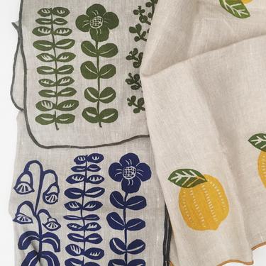 Linen tea towel, dish cloth, flowers, boho floral, kitchen goods, home gift, scandinavian 