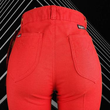 Deadstock 70s disco pants. The real deal in true red. Extra long. By Viceroy. (29 x 35) 