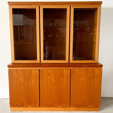 Scandinavian Modern Two Piece Sideboard China Cabinet from Skovby 