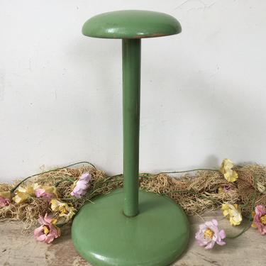 Vintage Green Hat Stand, Vintage Hat Display, Wooden Hat Stand, Hat Fashions Display 