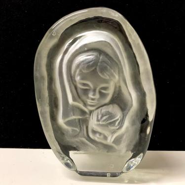 Frosted Glass Mother and Child Sculpture Nybro Swedish 