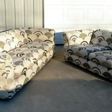 VTG Mid Century 2-PIECE SOFA SET Retro Couch SPACE AGE Panton Heals Fabric ART