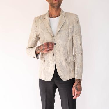 Vintage Roberto Cavalli Snakeskin Print Tailored Cotton Blend Two Button Blazer | Made in Italy | Size 50 Euro | 2000s Y2K Designer Jacket 