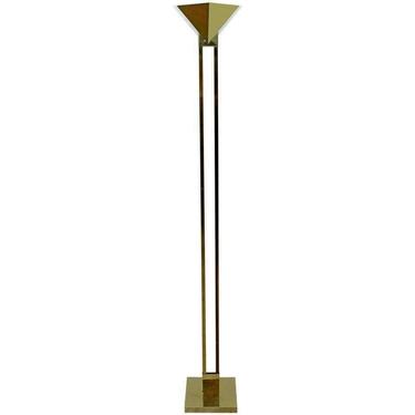 Mid Century Modern Sonneman for Kovacs Torchiere Brass & Lucite Floor Lamp 1970s 