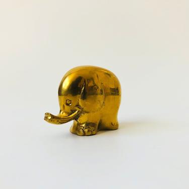 Small Mid Century Brass Elephant 