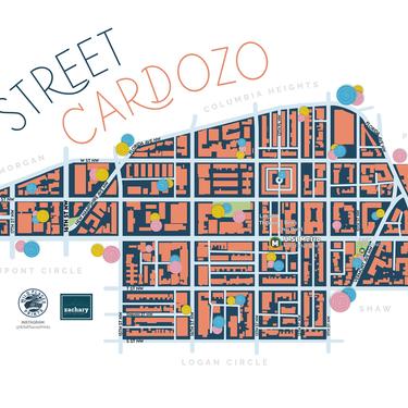 U Street Cardozo Washington DC neighborhood map 11x17 inches 