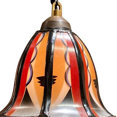 Art Deco Amsterdam School Stained Glass Hanging Lamps