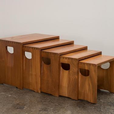 Modernist Crafted Oak Nesting Tables 