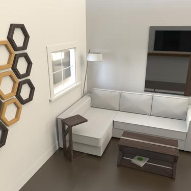 Wall Hexagons / fireplace / Rustic / wall décor / Contemporary / Solid Wood / custom / shelf / art / style / craft / 