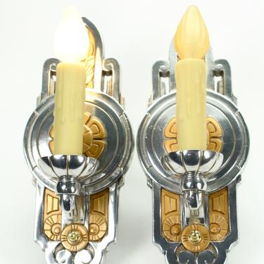 Polished Lincoln Art Deco Sconces, Two Pair available #2106  FREE SHIPPING 