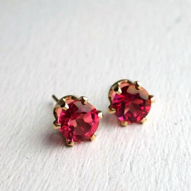Blush Pink Topaz Studs in 14k Gold-Filled Prong Settings 