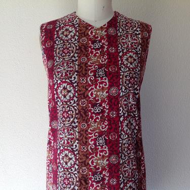 SALE 1960s Batik cotton shift dress 