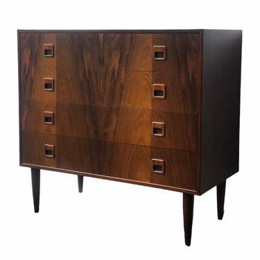 Free and Insured Shipping Within US - Vintage Danish Modern Rosewood Mid Century 4 Drawer Highboy Dresser or TV Stand 