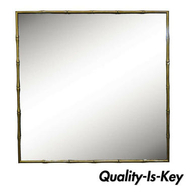 Bronze Hollywood Regency Faux Bamboo Faux Bois Wall Mirror Attr to Maison Bagues