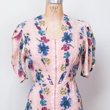 1940s Floral Print Dressing Gown 