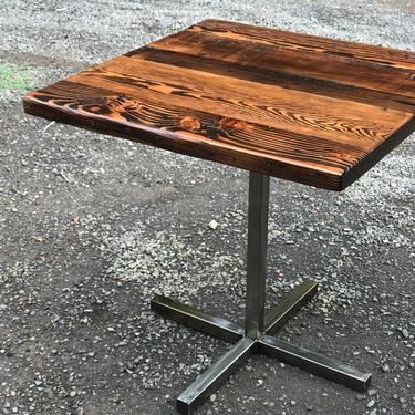 Industrial pub table. Bar table. Reclaimed wood table. Restaurant Table. Bistro Table. Pedestal Table. Dining table. Industrial Cafe Table. 