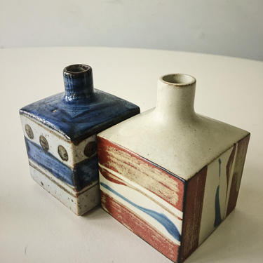 Set of Geometric Japanese pottery Vases Mini Weedpots Japan Vintage Handmade Rare midcentury Studio 