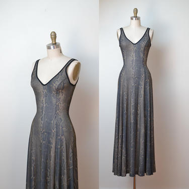 1990s Snakeskin Print Dress / 90s Cache Dress 