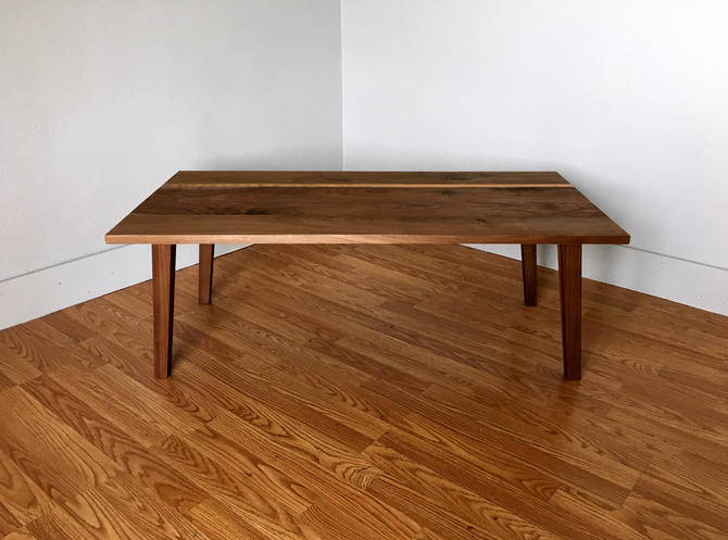 Solid Walnut and Cherry Mid Century Modern Coffee Table 