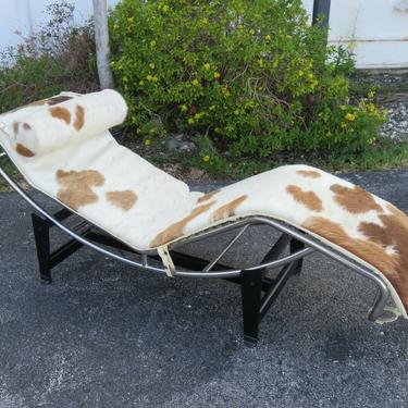 Modway Charles Gravity Chaise Lounge Brown and White Cowhide 2055