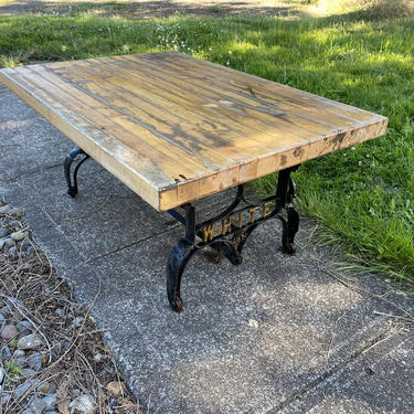 Farmhouse Coffee Table Recycled Cast Iron Base 