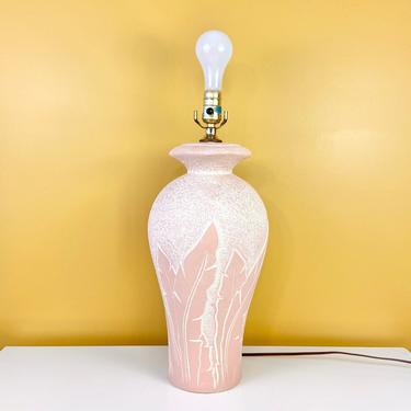 Pink & White Palm Leaf Lamp 