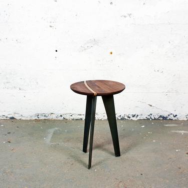 GROGG Stool ⎮ Wood and Steel Walnut Stool Oak Stool Round Bench Side Table End Table | Apartment Furniture by AtelierEastEndMtl