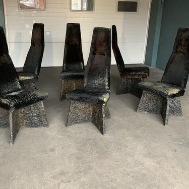 Adrian Pearsall Set of 6 High Back Brutalist Dining Chairs 