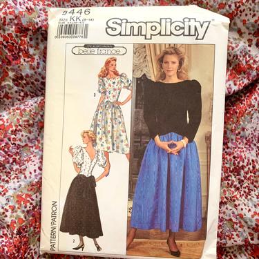 Vintage Simplicity Sewing Pattern, Jane Schaffenhausen Bell France, Dropped Waist Dress, Party, Full Skirt, Vintage 80s 