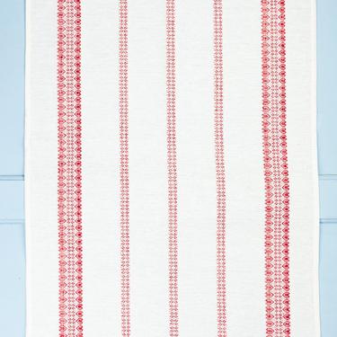 White and Red Linen Tea Towel