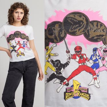1994 Power Rangers Cropped T Shirt - Extra Small | Vintage 90s Mighty Morphin Fox Kids Graphic Tee 