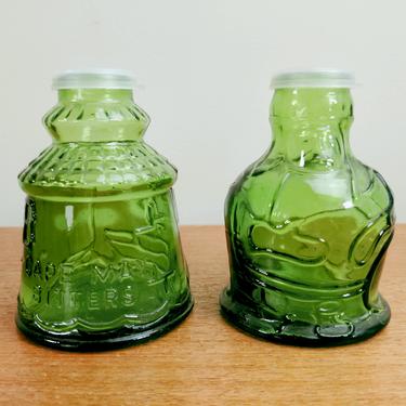 Vintage Wheaton NJ Glass | Green Shaker Jars | Cape May Bitters | Original Pocahontas Indian Bitters 