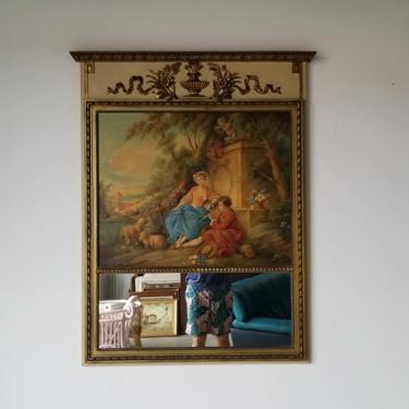 Antique Italian Wall Mirror With Painting. 