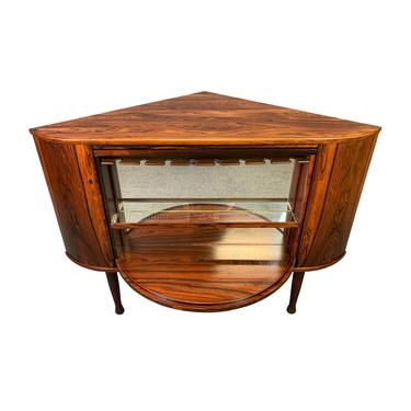 Vintage Danish Mid Century Modern Rosewood Dry Bar - Corner Cabinet 