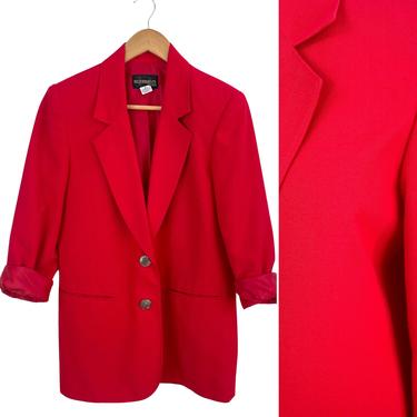 1980s oversized scarlet red jacket by Requirements - size s-m petite 
