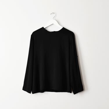 vintage black silk shirt, size L / XL 