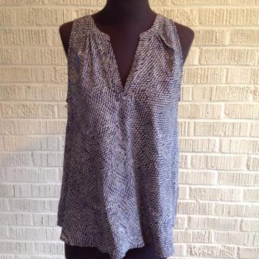 Joie Size M Navy &amp; Gray Print Top