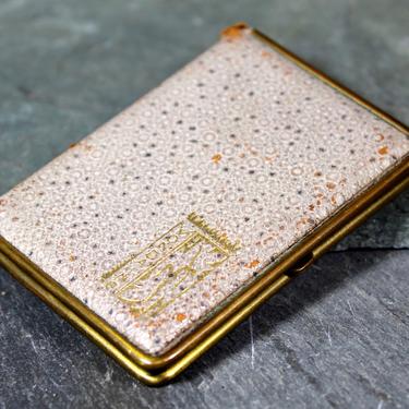 Art Deco Mondraine Compact for Blush and Loose Powder with Beveled Mirror - Leather &amp;quot;Book&amp;quot; Look | FREE SHIPPING 
