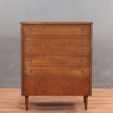 Bassett Mid Century Walnut &amp; Laminate 4-Drawer Dresser