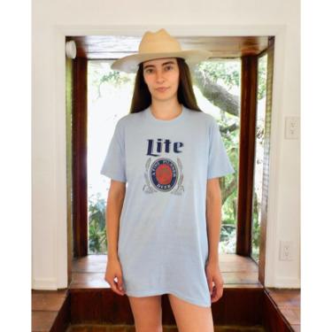 Lite Beer Shirt // vintage 70s 80s cotton boho tee t-shirt t top blouse thin hippy a fine pilsner beer // O/S 