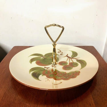 Vintage Stangl Pottery Orchard Song Handled Dinner Plate Tidbit Serving Dish 