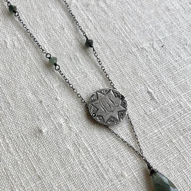 Remember Me Fondly [antique love token, moss aquamarine, sterling silver] 