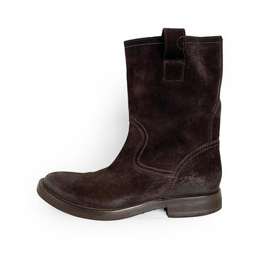 BUTTERO DARK BROWN SUEDE PULL ON BOOTS MADE IN ITALY