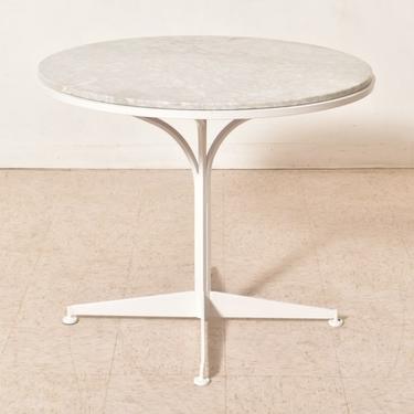Vintage White Marble Italian Pedestal Table