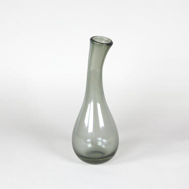 vintage mcm grey handmade fluid shape vase | Art glass 