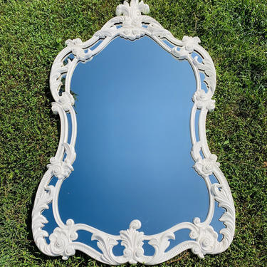 Vintage White French Provincial Mirror 
