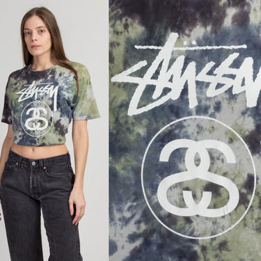 Vintage Stussy Tie Dye T Shirt - Medium | 90s 00s Spell Out Logo Graphic Skater Tee 